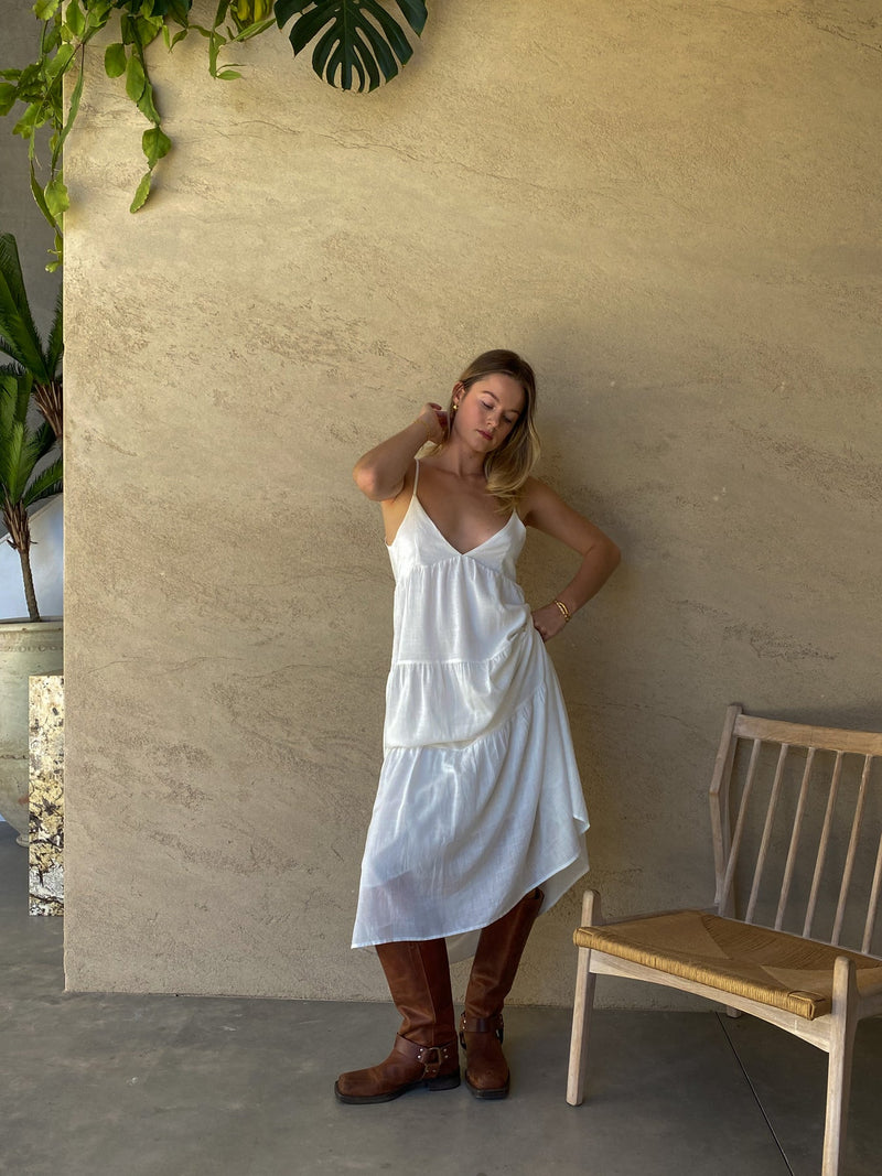 Classic Tiered Midi Dress White – Rhythm New Zealand