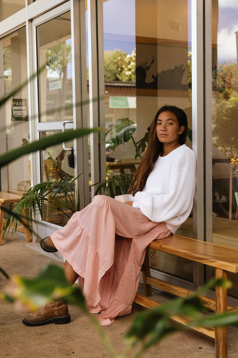 Classic Tiered Maxi Skirt Rose