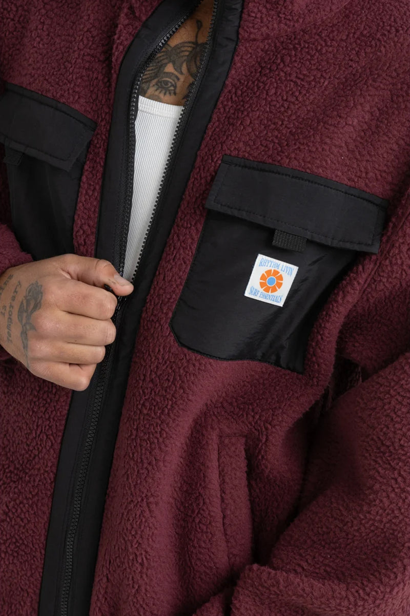 Sherpa Zip Thru Fleece Oxblood