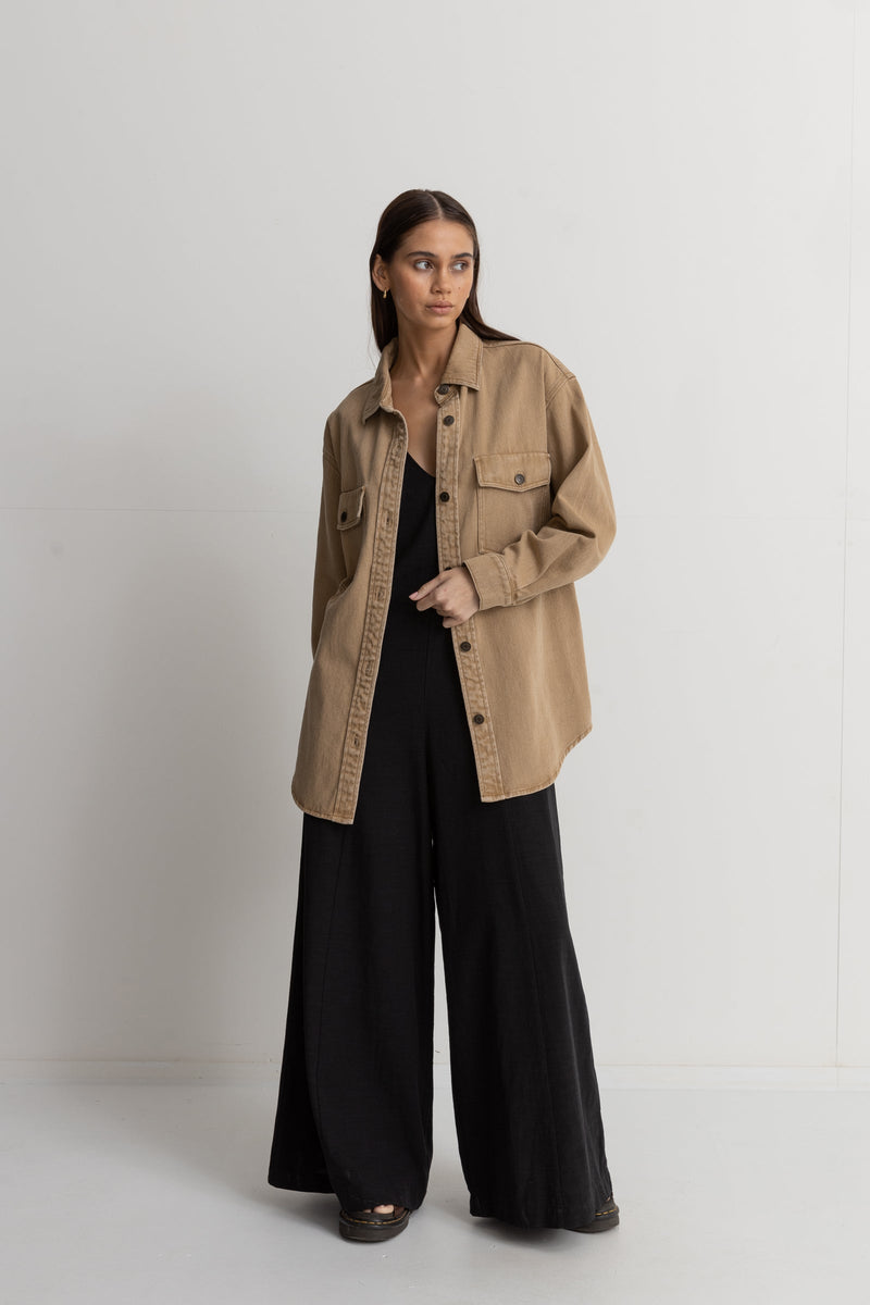 Claude Drill Shacket Caramel