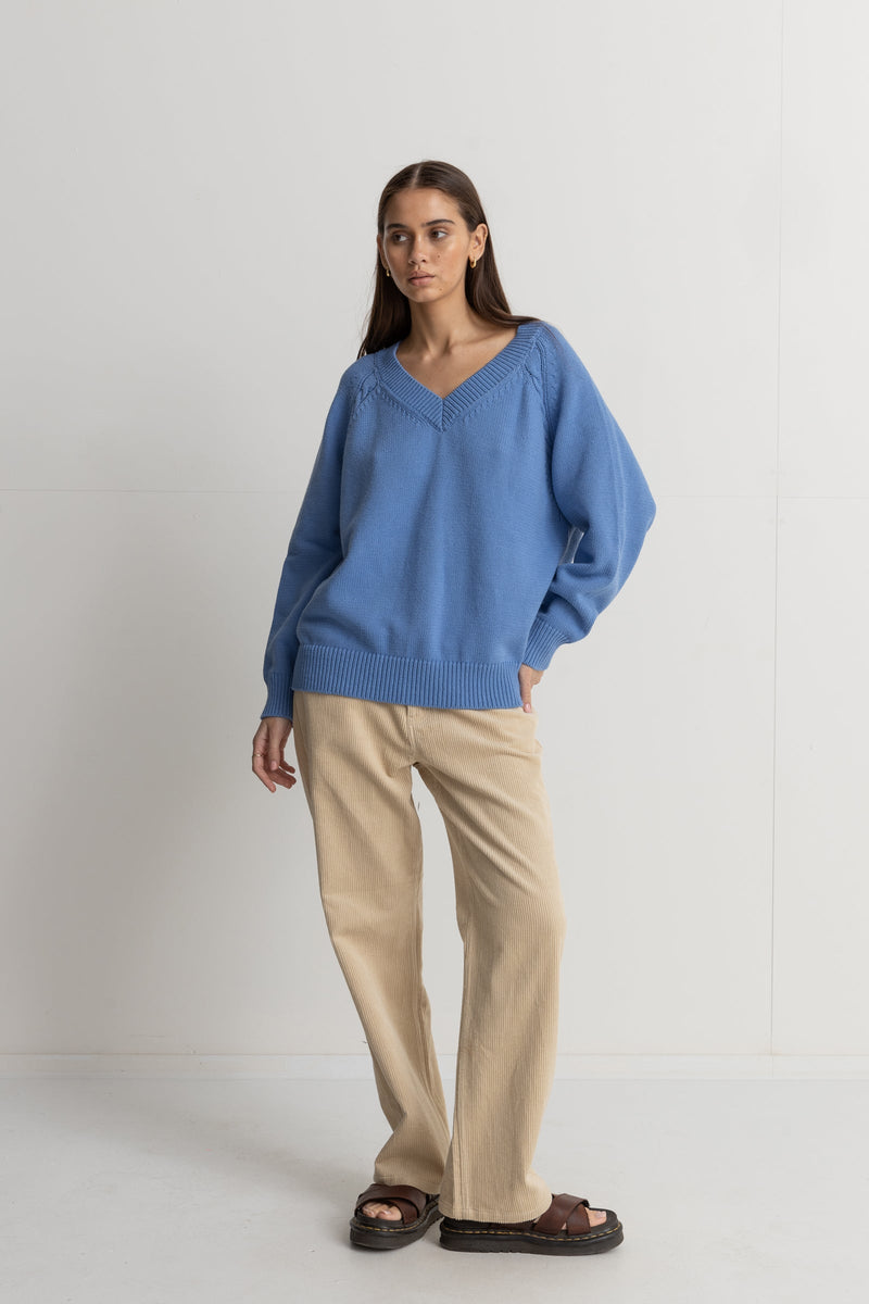 Moonstone Oversized V Neck Blue