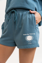 Suns Up Sweat Short Washed Teal