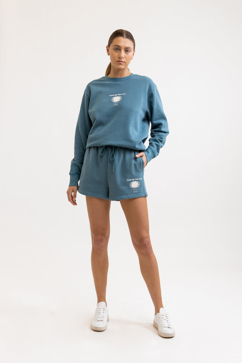 Suns Up Sweat Short Washed Teal
