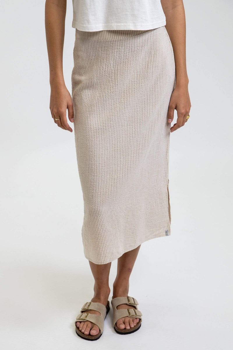 Serena Slip Midi Skirt Natural