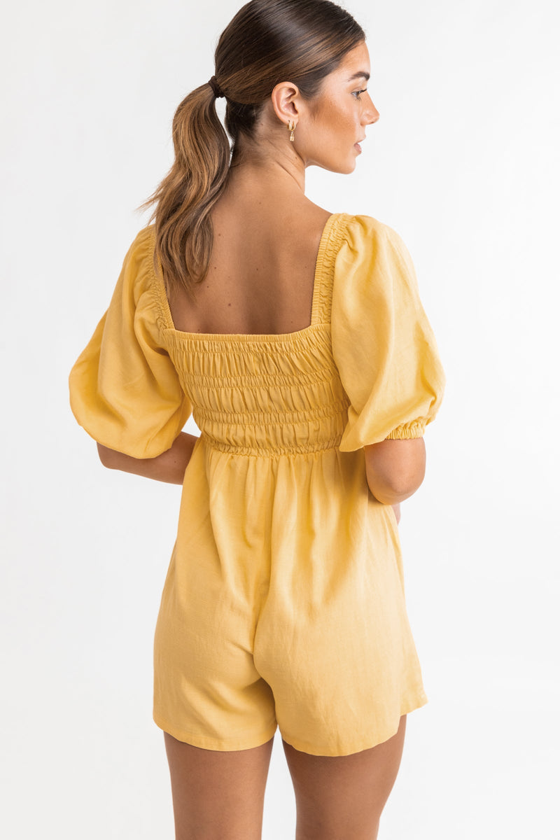 Maia Smocked Playsuit Butter