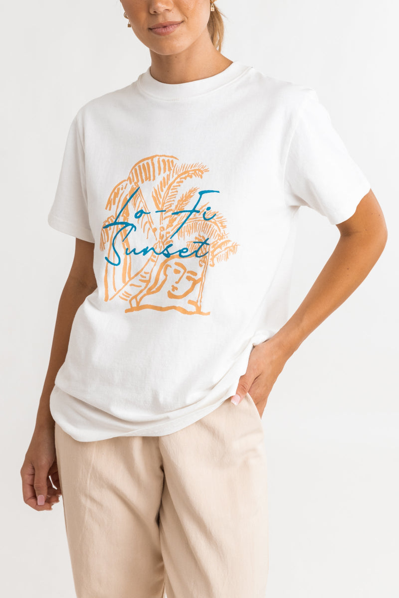 Lo Fi Sunset Boyfriend Tee Vintage White