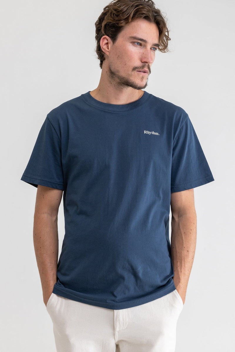 Classic Brand Tee Worn Navy