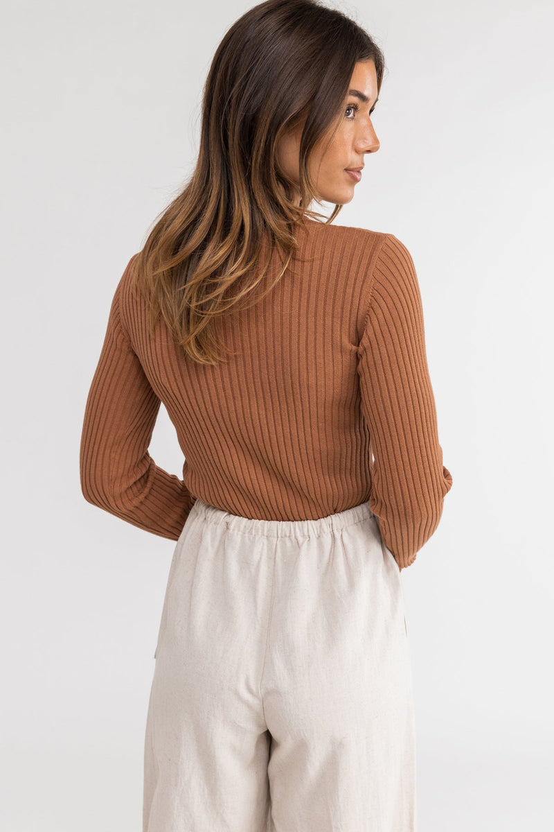 Classic Knit Long Sleeve Top Cinnamon