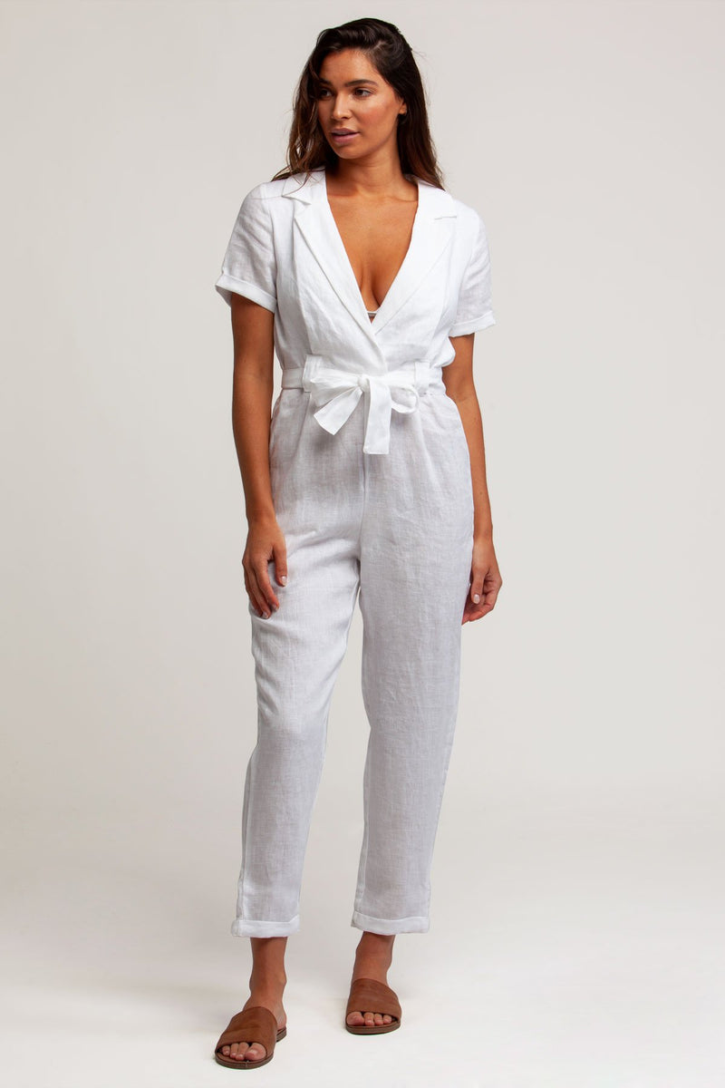 Emmi Short Sleeve Wrap Jumpsuit White